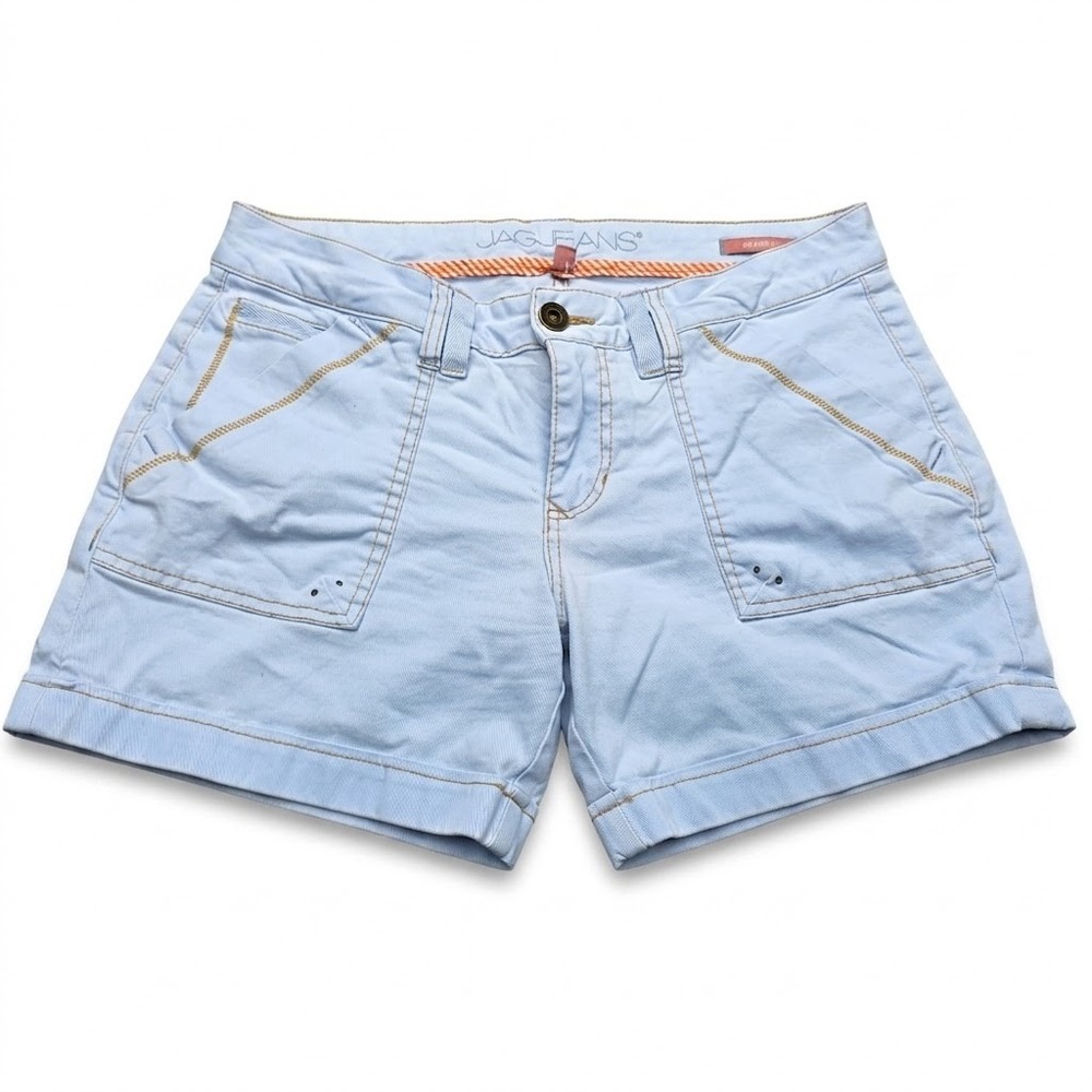Jag Jeans Women's Size 8 Light Blue Relaxed Fit Cuffed Stretch Chino Shorts 5"